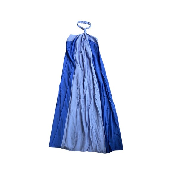 Nine West Blue Fit & Flare Halter Maxi Dress Small Beachy Resort Boho Summer - Picture 3 of 13